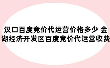 汉口百度竞价代运营价格多少 金湖经济开发区百度竞价代运营收费